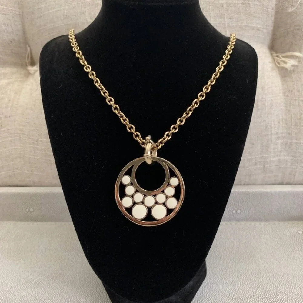 Dyrberg/Kern Idoya large off white enamel and gold pendant - Picture 3 of 4